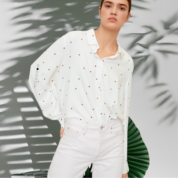 Embroidered polka dot blouse-Mango - Picture 5 of 7